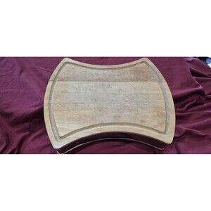 Towle Silversmiths Butcher Block Cutting Board 12" X 10" Footed Heavy Wood Read